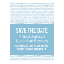 Geek Chic Save the Date Postcard, Blue postcards