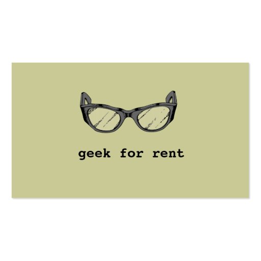 Geek For Rent, Web Developer Business Card (front side)