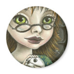 geek girl and her pet mouse magnets