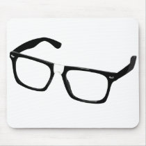 geek, glasses, funny, cool, nerd, computers, internet, fun, geek glasses, retro, original, Mouse pad com design gráfico personalizado