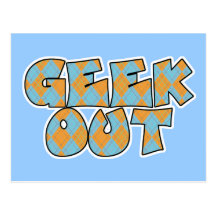 Geek Out Argyle Text Design Postcard