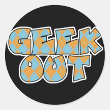 Geek Out Argyle Text Design Round Sticker