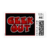 Geek Out Plaid Text Design postage by geekme Geek Out Plaid Text Design postage