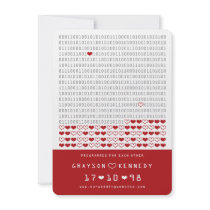 Geek Programmed For Love Binary Code Save The Date Custom Announcements