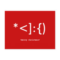 Geek Santa Emoticon Christmas postcard