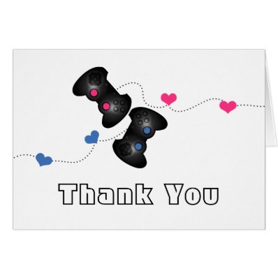 Geeky Gamer Thank You Card Dark (Blue/Pink)