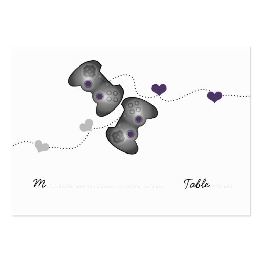 Geeky Gamer Wedding Place Cards (Silver/Purple) Business Card (front side)