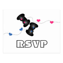 Geeky Gamers RSVP Postcard Dark (Blue/Pink) postcards