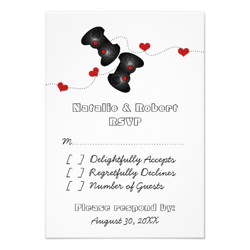 Geeky Gamers Wedding Response Card (Dark) Personalized Invitations