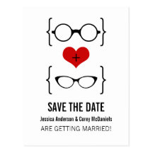 Geeky Glasses Save the Date Postcard