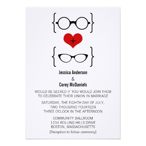 Geeky Glasses Wedding Invitation