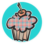geeky plaid cupcake sticker