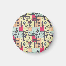 geeky robot maze pattern vector magnets