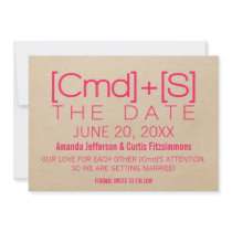 Geeky Typography 2 Save the Date Invite, Pink