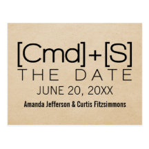 Geeky Typography 2 Save the Date Postcard, Black