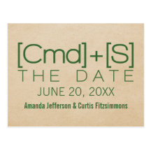 Geeky Typography 2 Save the Date Postcard, Green