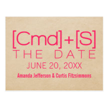 Geeky Typography 2 Save the Date Postcard, Pink