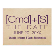 Geeky Typography 2 Save the Date Postcard, Purple