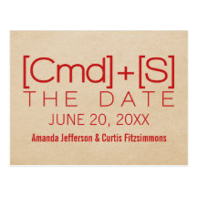 Geeky Typography 2 Save the Date Postcard, Red