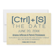 Geeky Typography Save the Date, Blue Custom Invitation