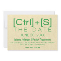 Geeky Typography Save the Date, Green Invitations