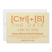 Geeky Typography Save the Date, Orange Personalized Announcement