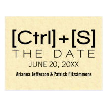 Geeky Typography Save the Date Postcard, Black