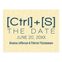 Geeky Typography Save the Date Postcard, Blue