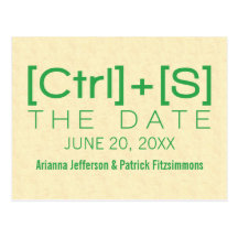 Geeky Typography Save the Date Postcard, Green