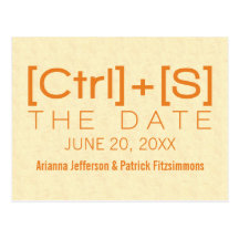 Geeky Typography Save the Date Postcard, Orange