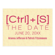 Geeky Typography Save the Date Postcard, Pink
