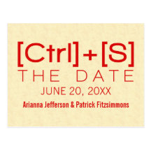 Geeky Typography Save the Date Postcard, Red