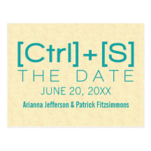 Geeky Typography Save the Date Postcard, Teal