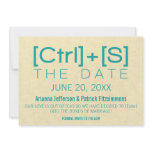 Geeky Typography Save the Date, Teal Custom Invitations