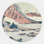 Geese descending on a sandbank by Sekkyo, Sawa Round Sticker