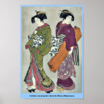 Geisha carrying her koto by Kitao,Shigemasa Print