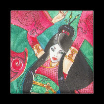 Geisha Dancer Magnet, Bellydance Dragon Art