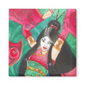Geisha Dancer Magnet, Bellydance Dragon Art