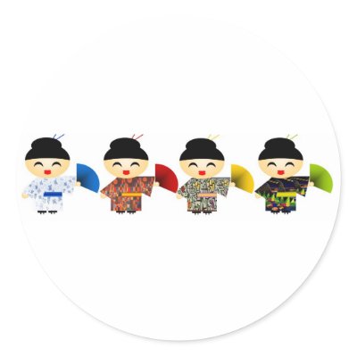 Geisha Dolls Stickers by Nushka