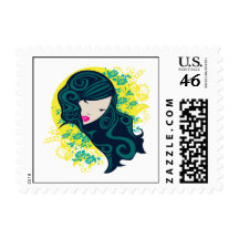 Geisha Flowers Postage Stamp