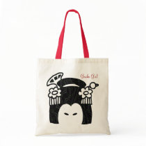 Geisha Girl Brand Tote bags by FractaGifts Geisha Girl Brand Tote bags