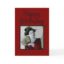 Geisha Happy Birthday Card