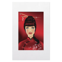 Geisha Pinup Style portrait stationery by monicastamp Geisha Pinup Style portrait stationery