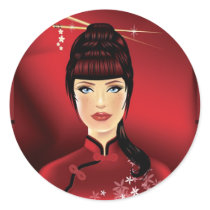Geisha Pinup Style portrait stickers by monicastamp Geisha Pinup Style portrait stickers