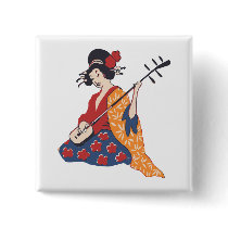 Geisha playing shamisen buttons