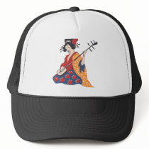Geisha playing shamisen trucker hat