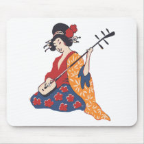 Geisha playing shamisen mousepads