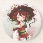 Geisha poppy beverage coasters