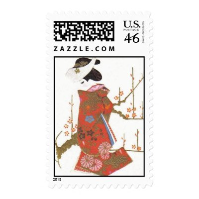 Geisha Postage Stamp