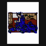 Geisha Reading in Blue Kimono Post Card